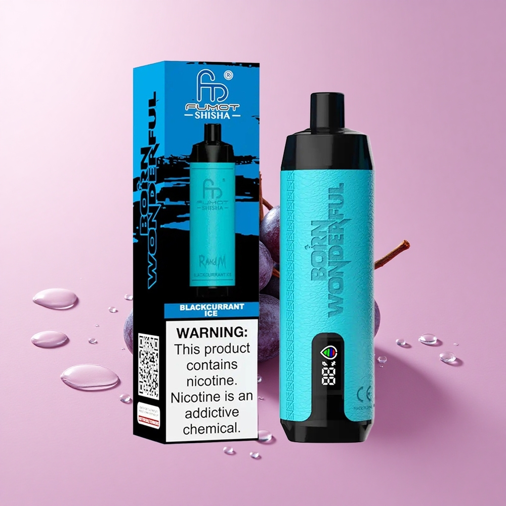 RandM Fumot Shisha 10000 Puffs Blackcurrant Ice LED Indicator