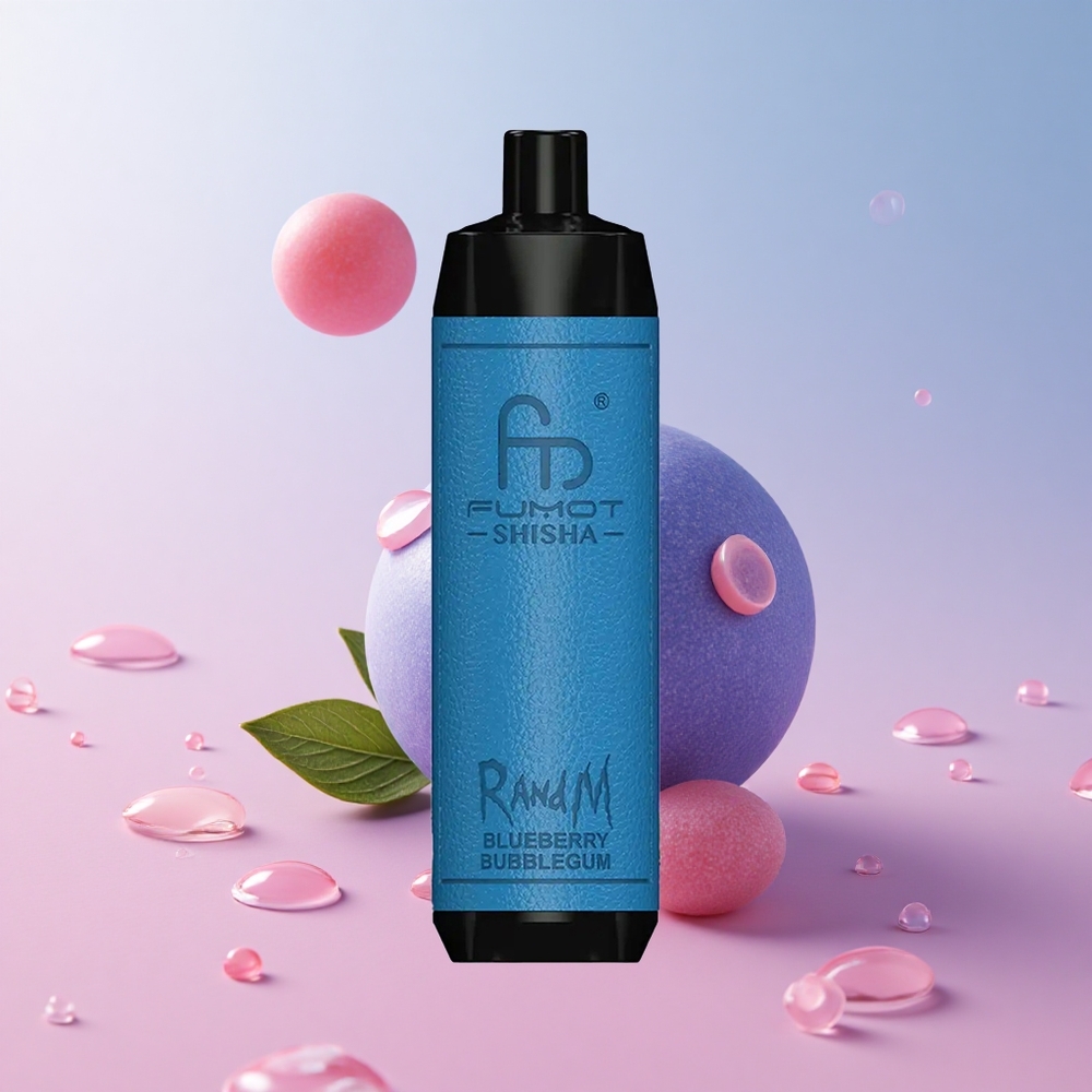 RandM Fumot Shisha 10000 Puffs Blueberry Bubblegum LED Indicator Type-C