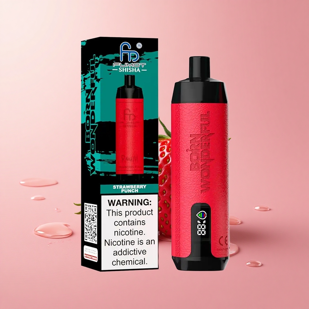 RandM Fumot Shisha 10000 Puffs Strawberry Punch LED Indicator