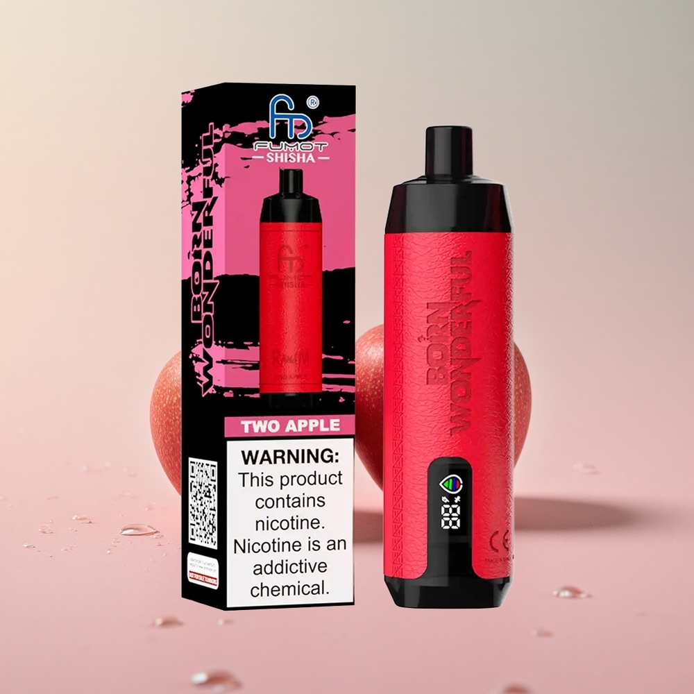 RandM Fumot Shisha 10000 Puffs Two Apple Disposable Vape LED Indicator