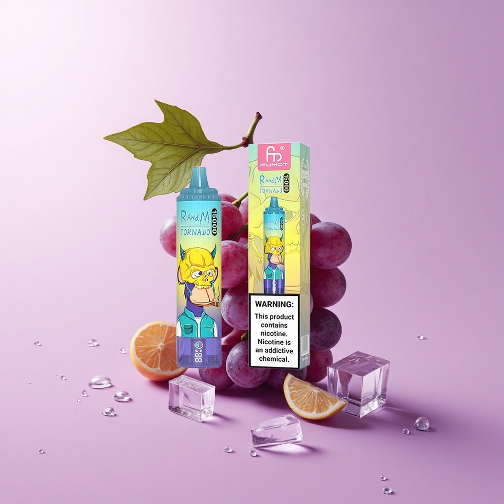 RandM Fumot Tornado 15000 Grape Ice USB-C LCD