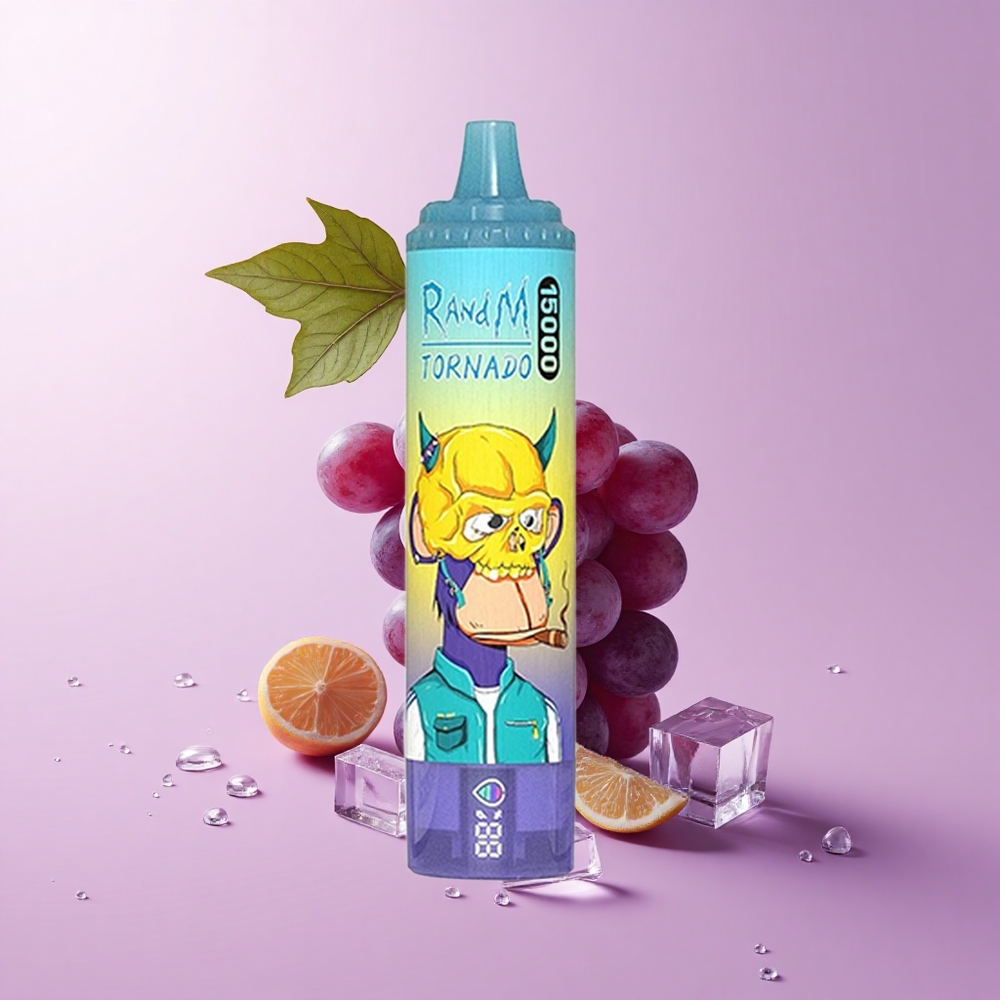 RandM Fumot Tornado 15000 Grape Ice USB-C LCD