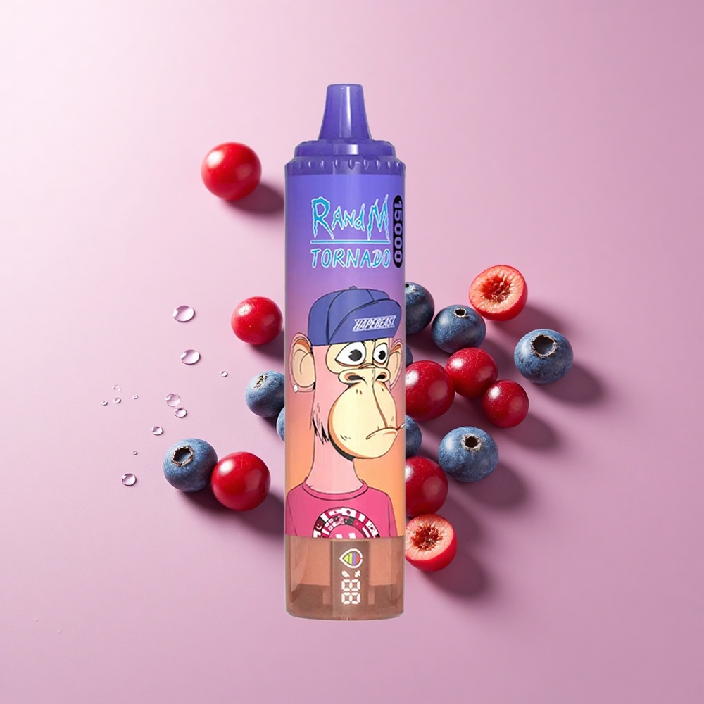 RandM Fumot Tornado 15000 Puffs Blueberry Cherry Cranberry Mesh LCD