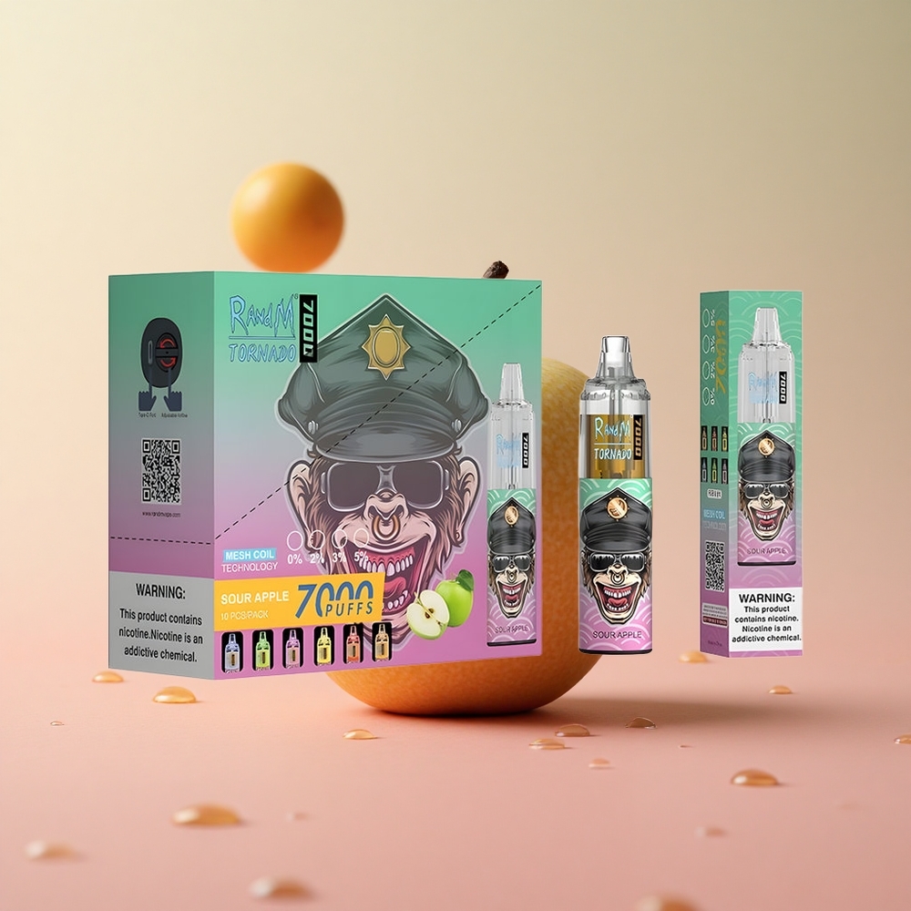 RandM Fumot Tornado 7000 Puffs Sour Apple Mesh Coil