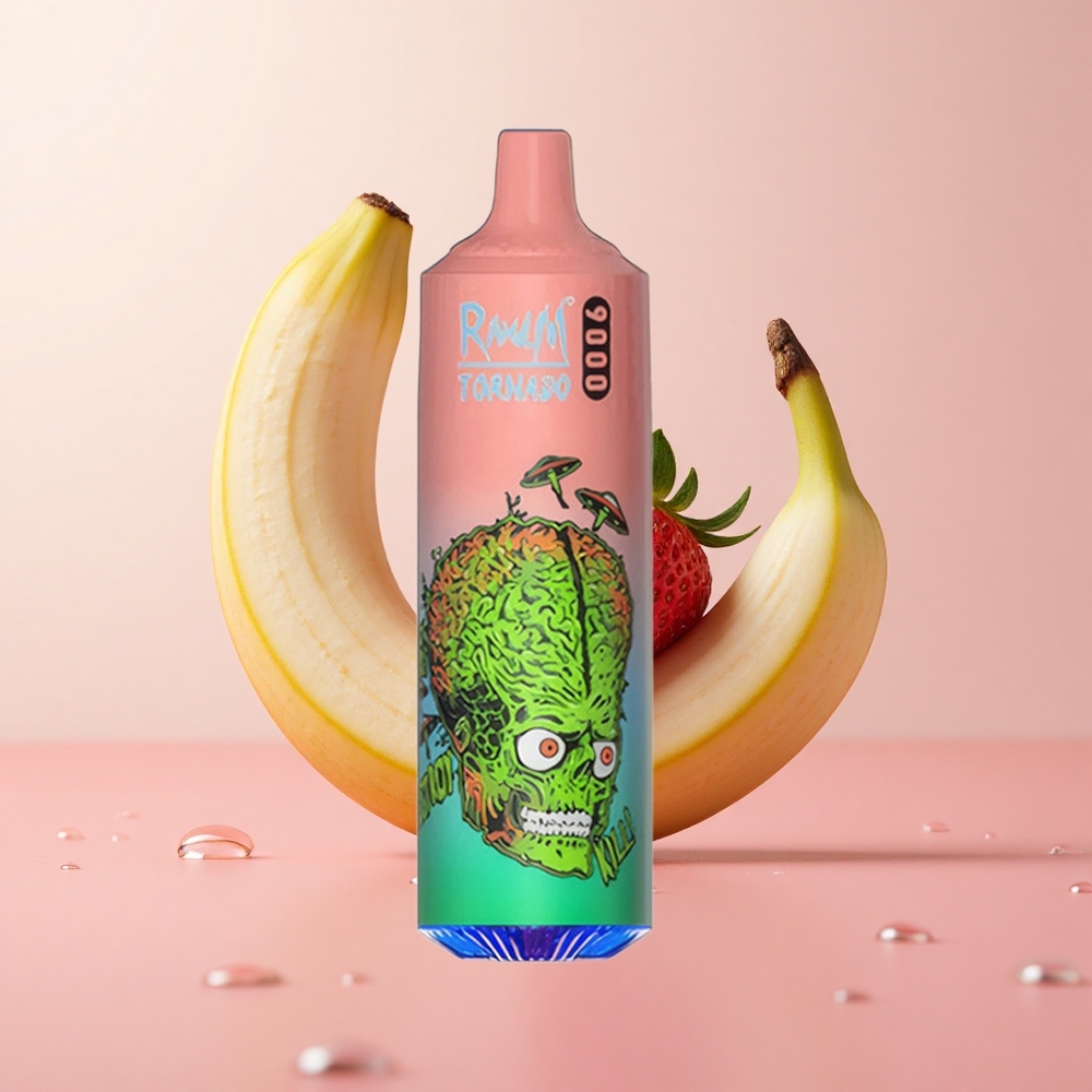 RandM Fumot Tornado 9000 Puffs Strawberry Banana RGB Display