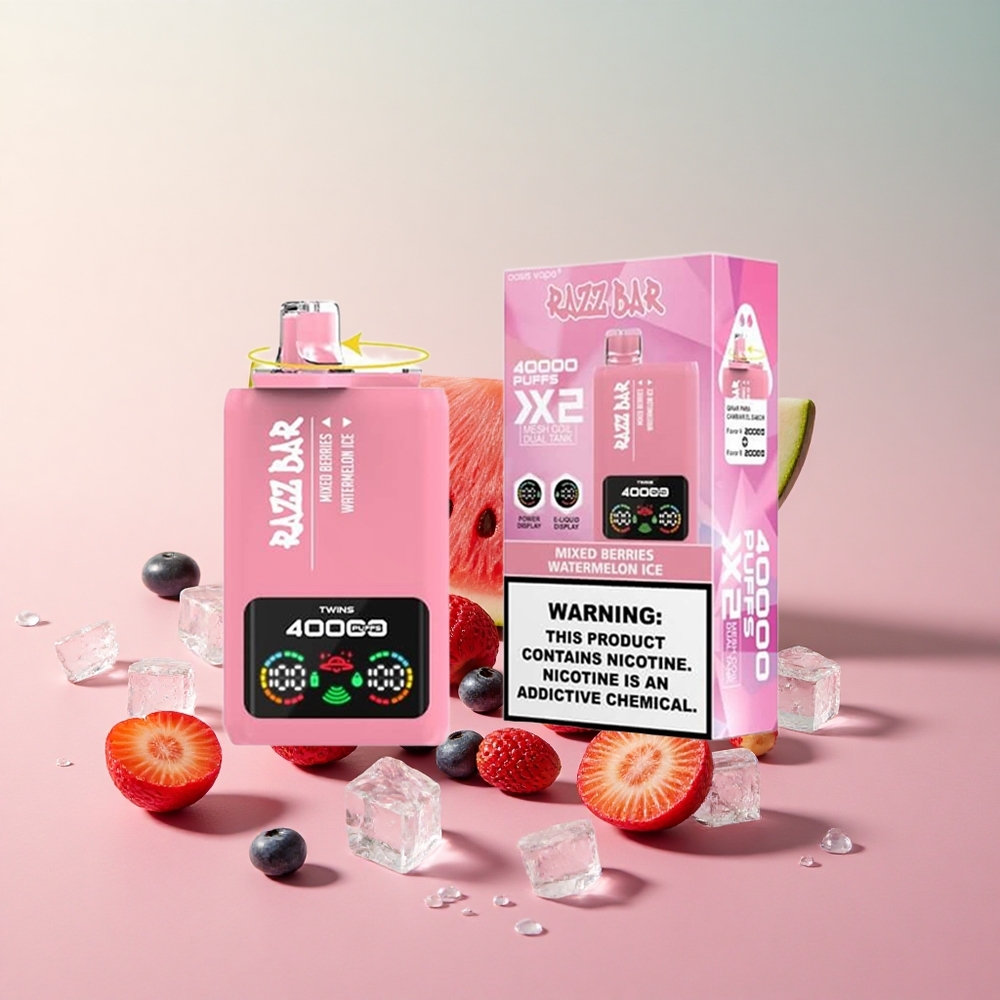 Razz Bar 40000 Mixed Berries Watermelon Ice Power Screen Display