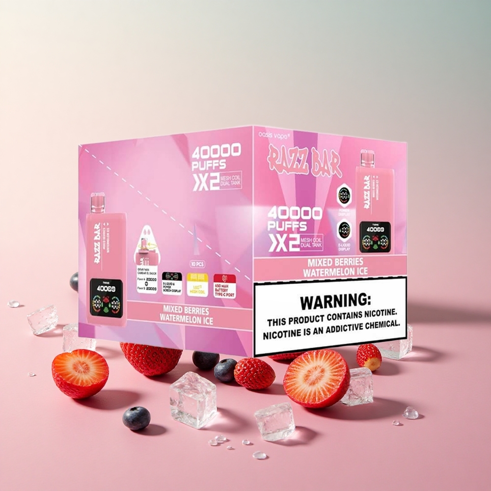 Razz Bar 40000 Mixed Berries Watermelon Ice Power Screen Display