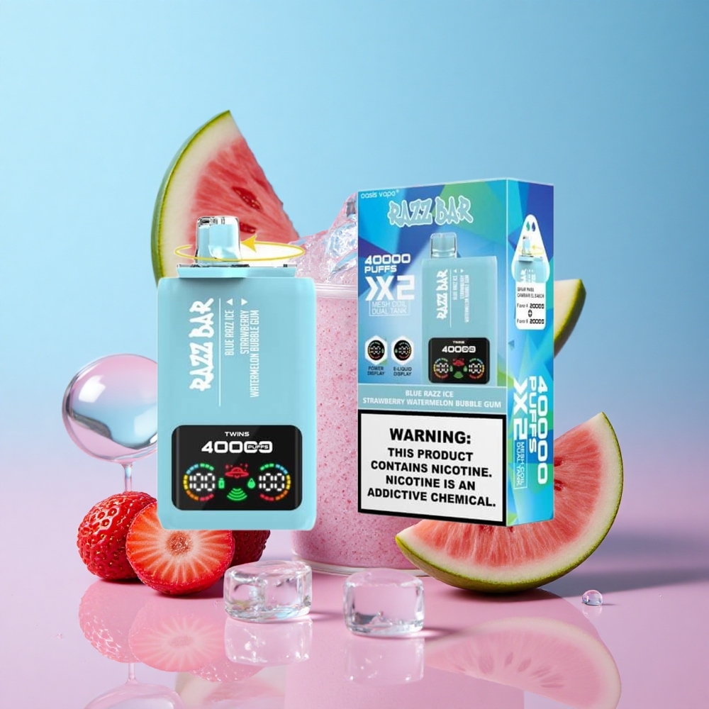 Razz Bar 40000 Puffs Blue Razz Ice-Strawberry Watermelon Bubble Gum Type-C