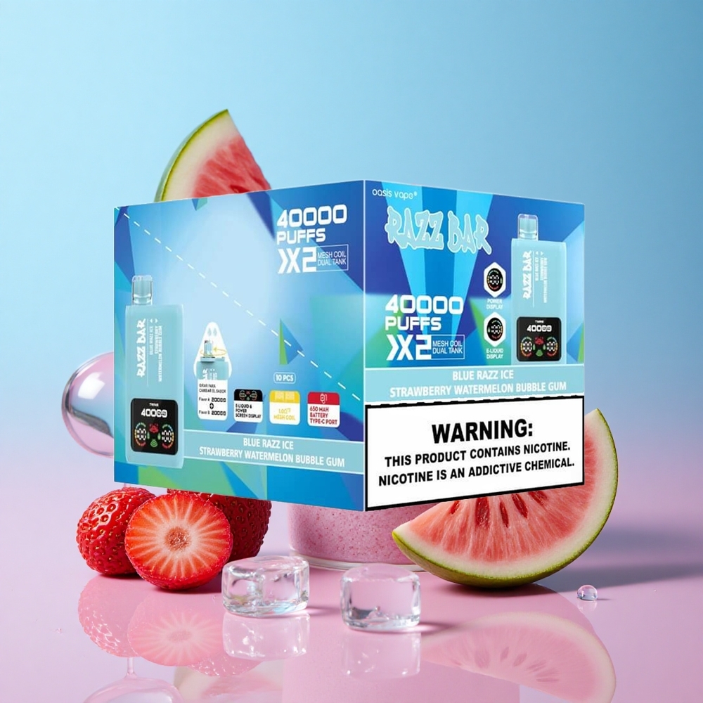Razz Bar 40000 Puffs Blue Razz Ice-Strawberry Watermelon Bubble Gum Type-C