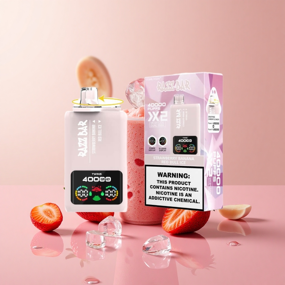 Razz Bar 40000 Puffs Strawberry Banana Red Bull Ice Mesh Coil