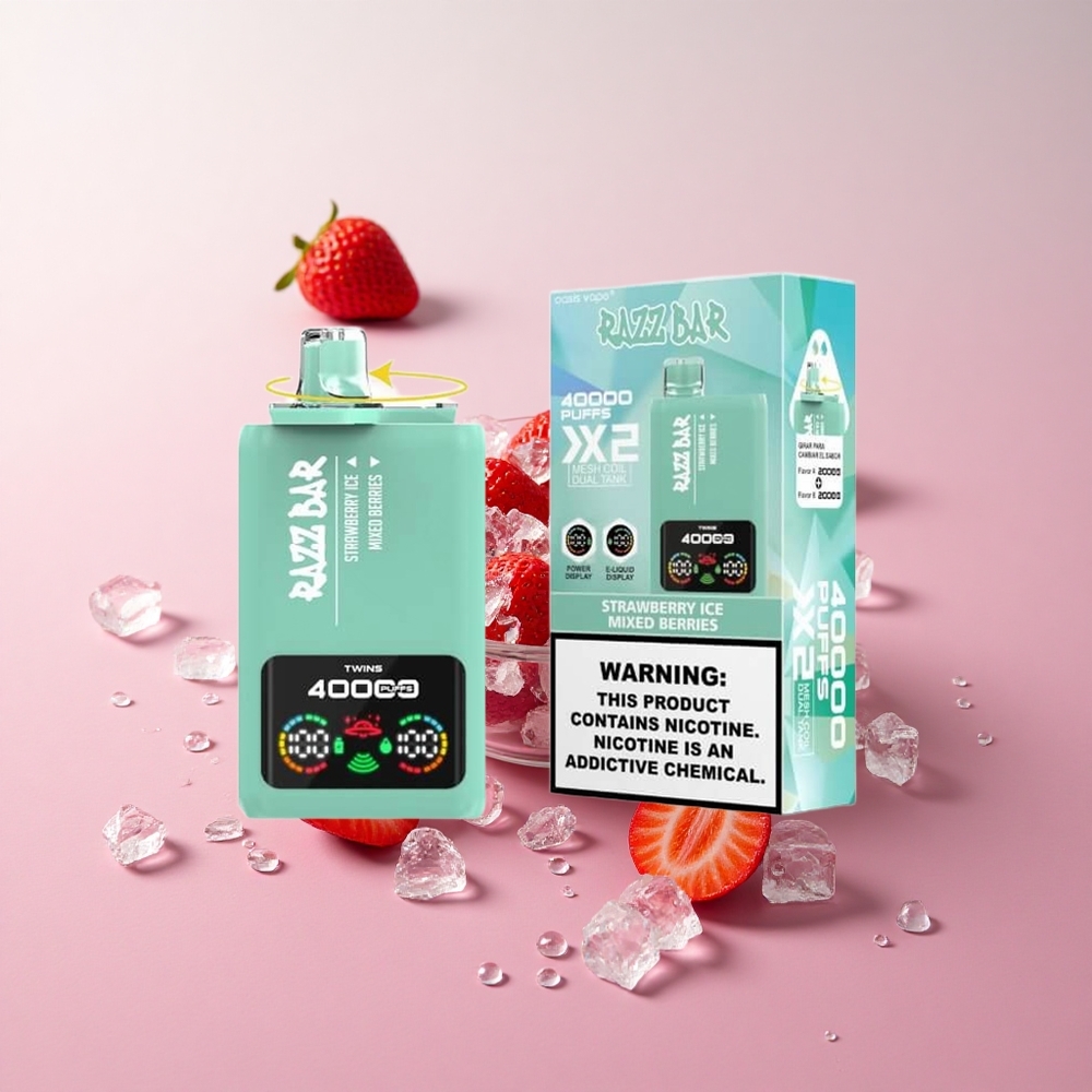 Razz Bar 40000 Strawberry Ice Mixed Berries Power Screen Display