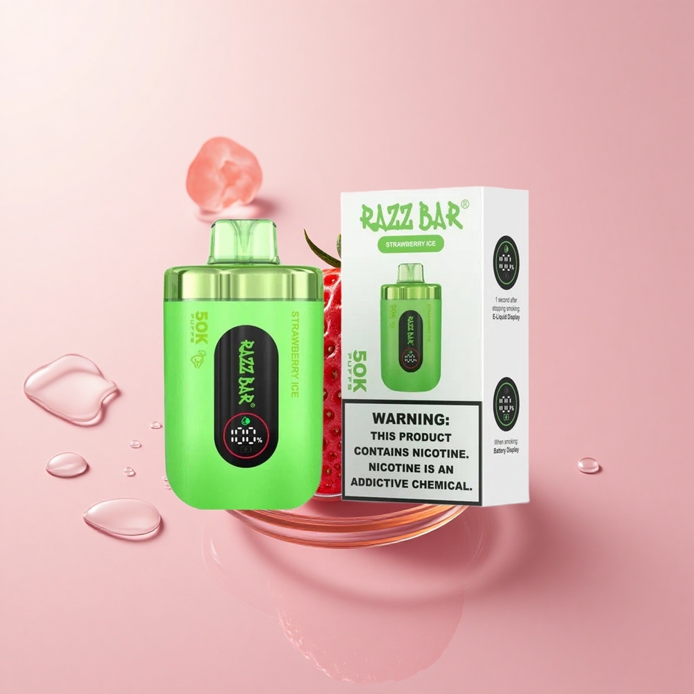 Razz Bar 50K Strawberry Ice 1.0 Ohm Mesh