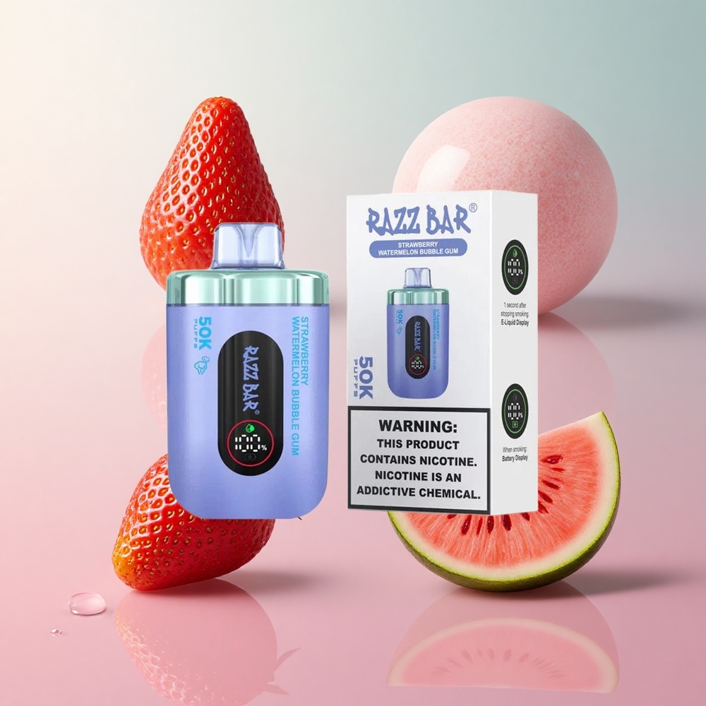 Razz Bar 50K Strawberry Watermelon Bubble Gum Disposable Vape