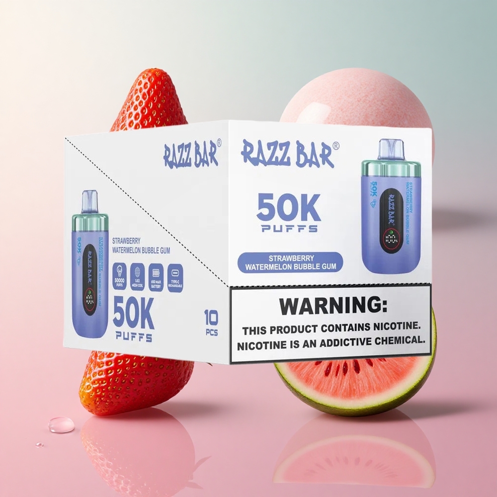 Razz Bar 50K Strawberry Watermelon Bubble Gum Disposable Vape
