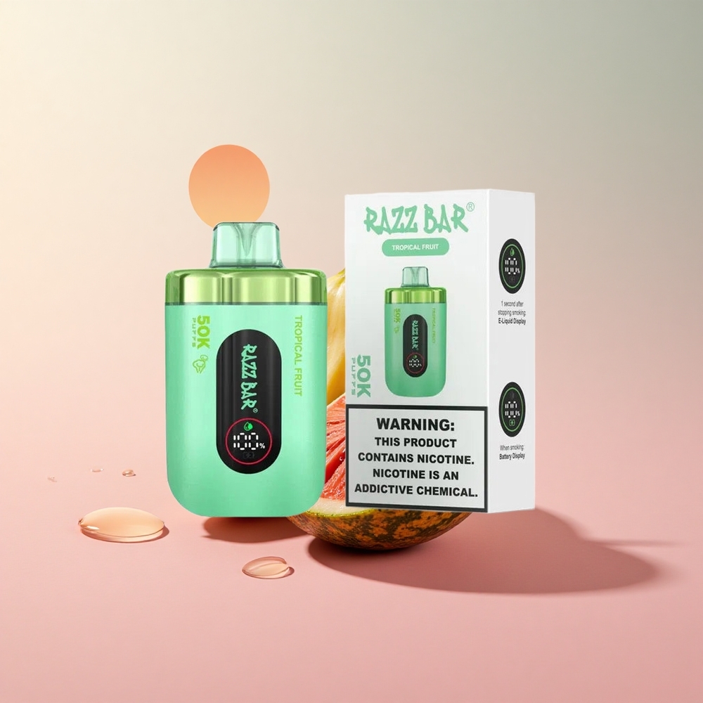 Razz Bar 50K Tropical Fruit Disposable Vape 1.0 Ohm Mesh Coil