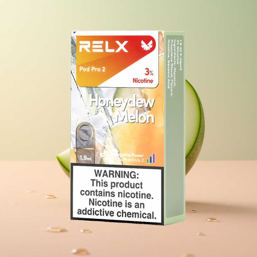 Relx Pod Pro 2 600 Puffs Honeydew Melon 3 Voltage Modes