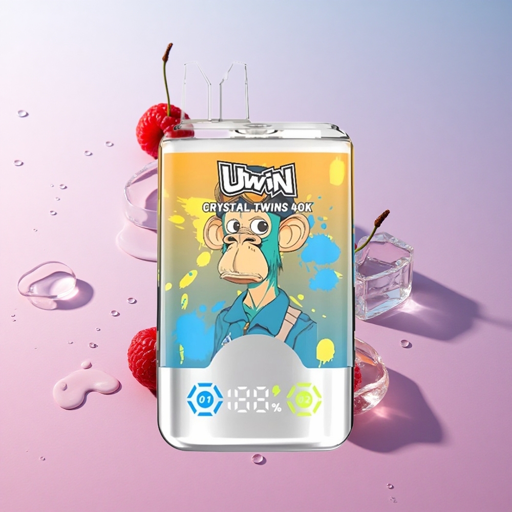 Uwin Crystal Twins 40000 Puffs Blueberry Raspberry Cherry Ice Rechargeable