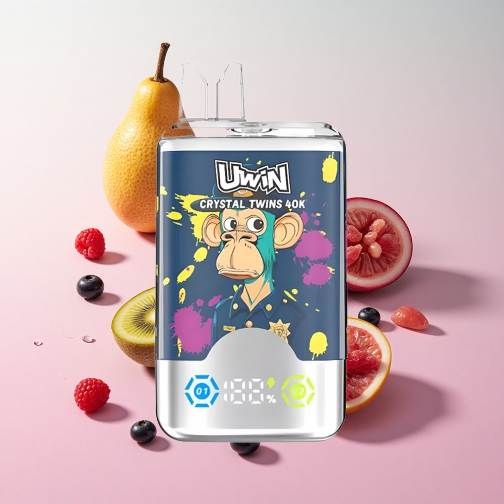 Uwin Crystal Twins 40000 Puffs Kiwi Passion Fruit Guava Blueberry Raspberry 0.6 Ohm Mesh Coil
