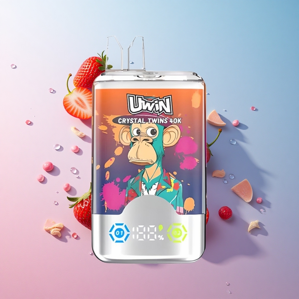 Uwin Crystal Twins 40000 Puffs Strawberry Raspberry Cherry Mr Blue