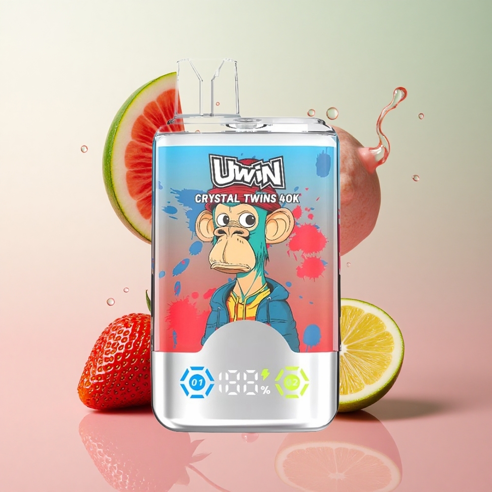 Uwin Crystal Twins 40000 Puffs Strawberry Watermelon Lemon Lime Rechargeable