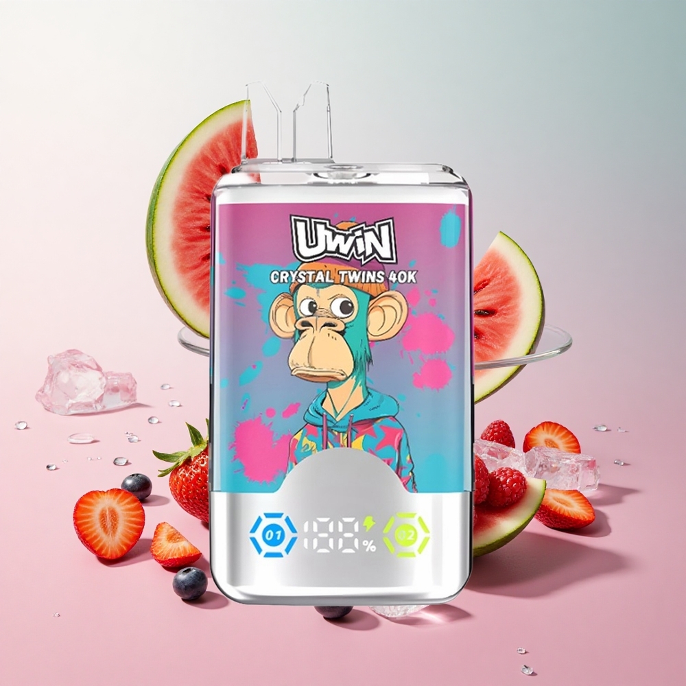 Uwin Crystal Twins 40000 Puffs Watermelon Ice Mixed Berries 0.6 Ohm Mesh Coil