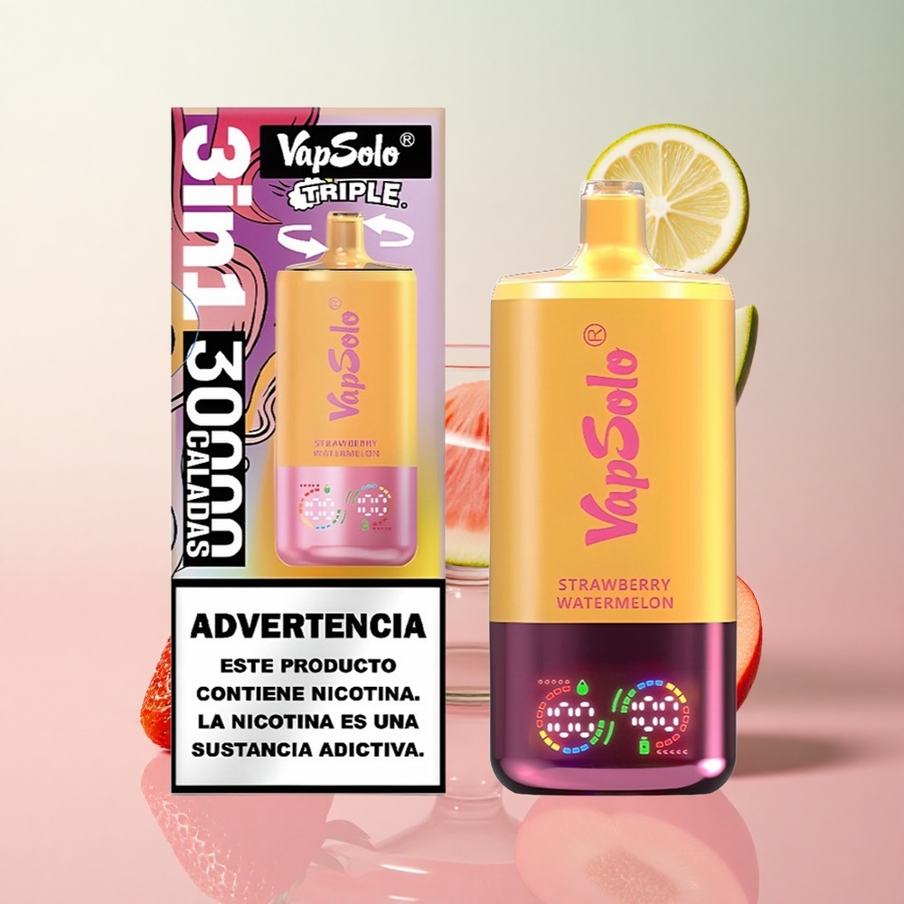 VapSolo Triple 30000 Strawberry Watermelon & Lemon Peach 40ml