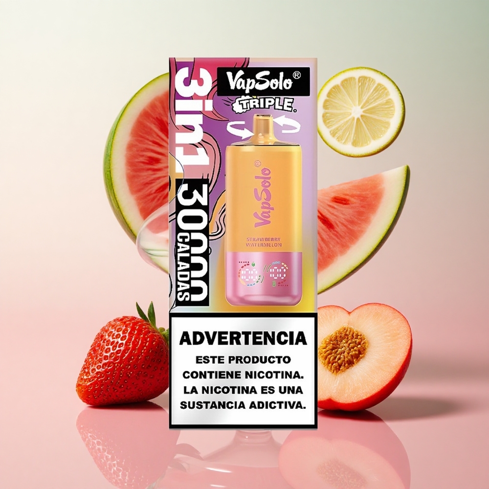 VapSolo Triple 30000 Strawberry Watermelon & Lemon Peach 40ml