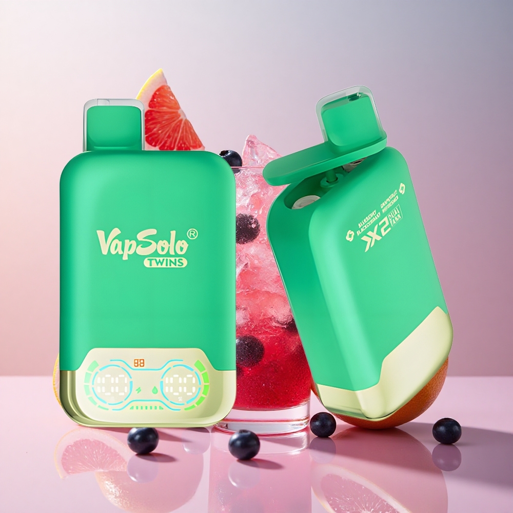 Vapsolo Twins 20000 Puffs Blueberry Blackcurrant Grapefruit Type-C Charging Port