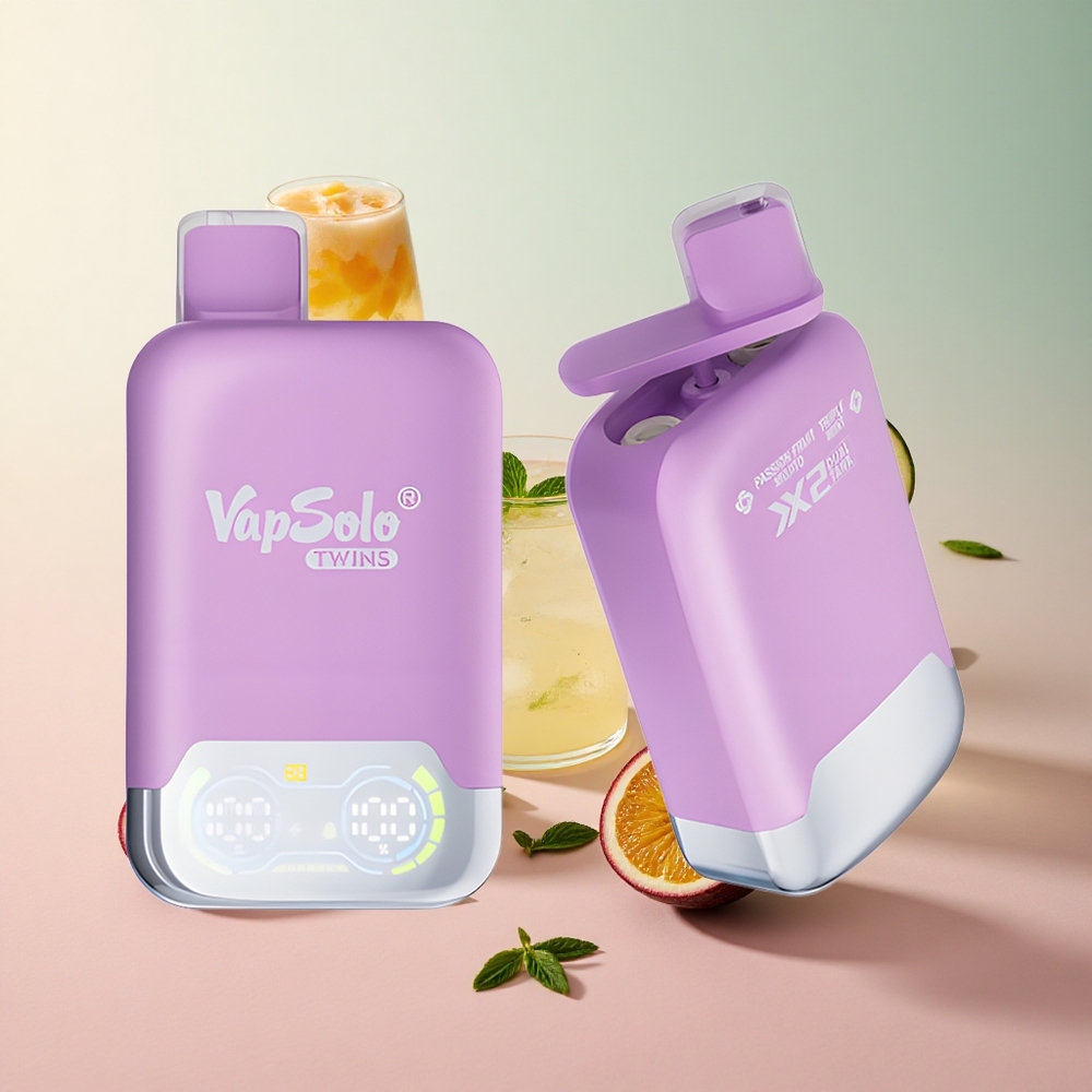 Vapsolo Twins 20000 Puffs Passion Fruit Mojito Triple Mint Dual Tank Type-C Charging Port