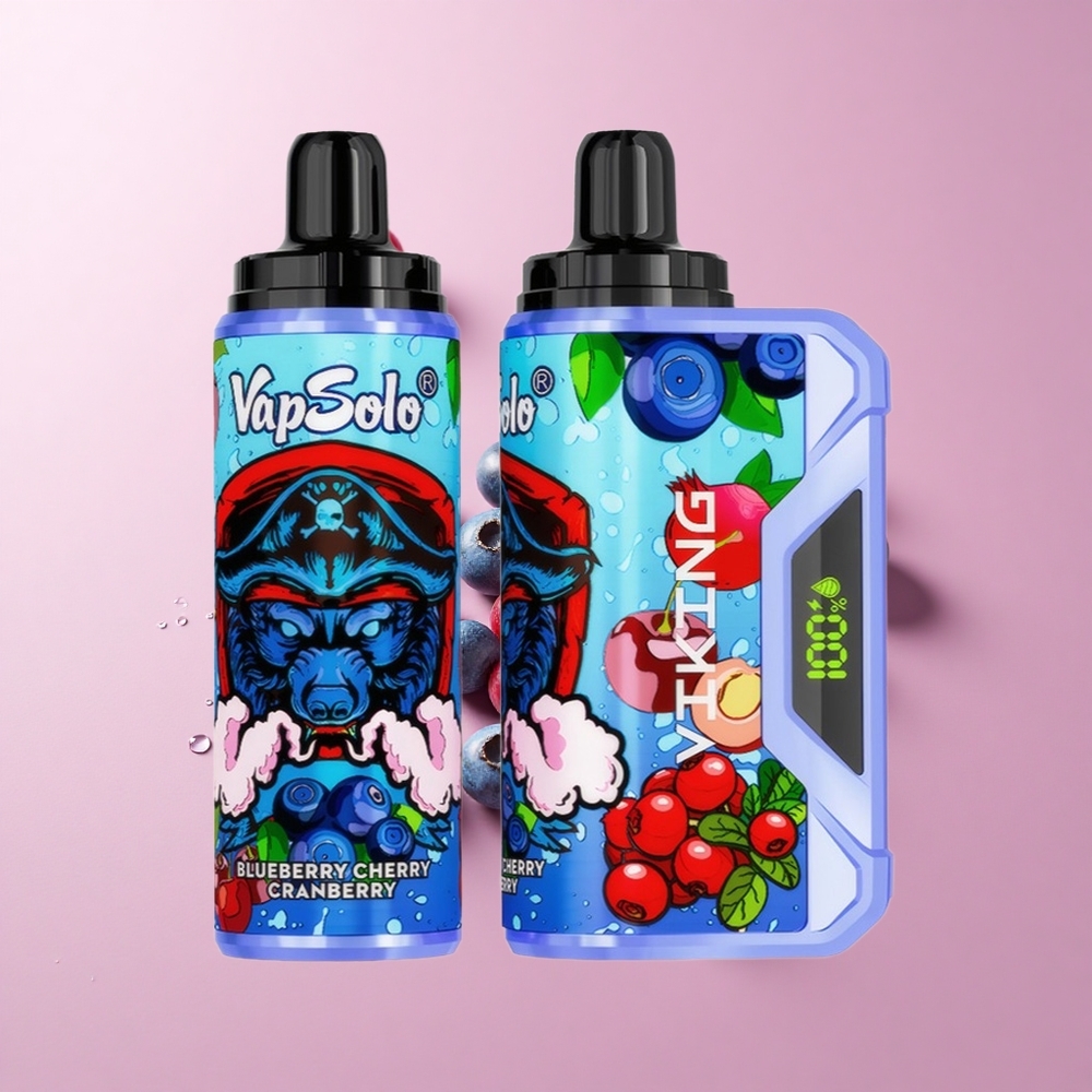 VapSolo VIKING 12000 Puffs Blueberry Cherry Cranberry Type-C Charging Port
