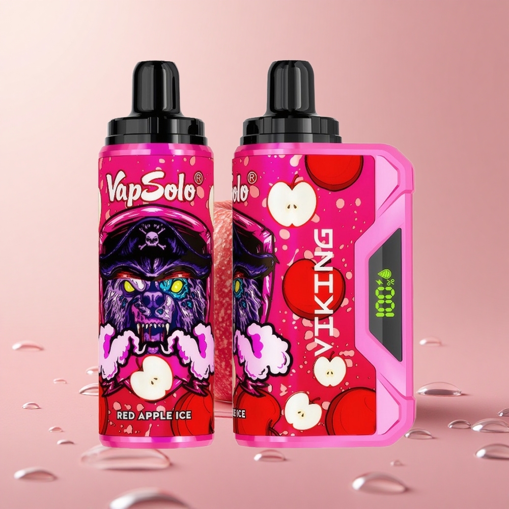 VapSolo VIKING 12000 Puffs Red Apple Ice Type-C Charging Port
