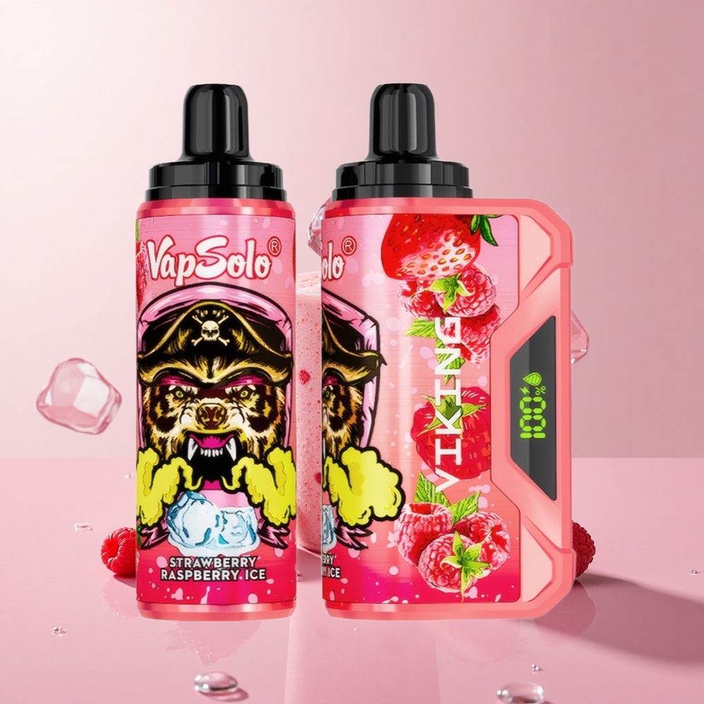 VapSolo VIKING 12000 Strawberry Raspberry Ice Type-C Charging Port